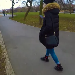 Eva Elfie in 'Team Skeet' I Gave A Fan Blowjob In Public (Thumbnail 4)